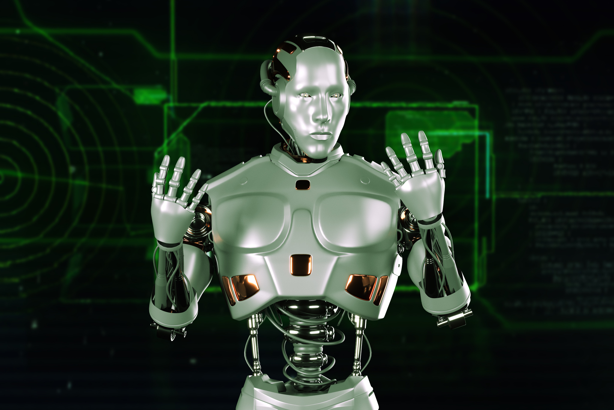Robotics and AI for the future. 3D rendering.